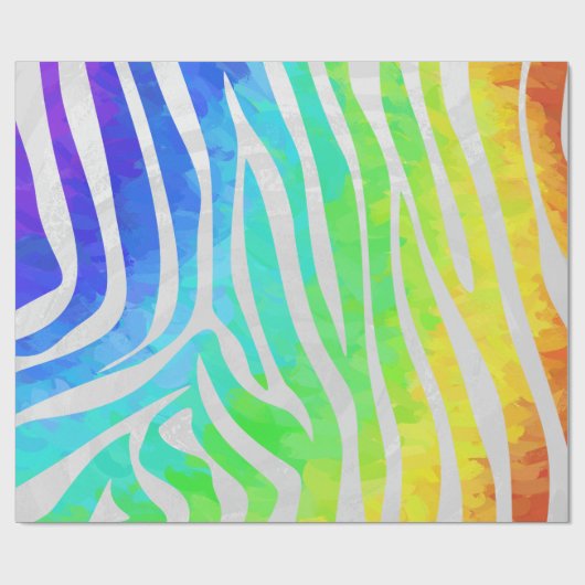 Zebra Rainbow und White Print Geschenkpapier (Flach)