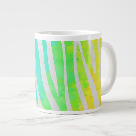 Zebra Rainbow und White Print Jumbo-Tasse (Vorderseite Rechts)