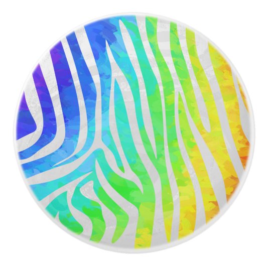 Zebra Rainbow und White Print Keramikknauf (Vorderseite)