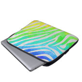 Zebra Rainbow und White Print Laptopschutzhülle (Vorne Knopf)