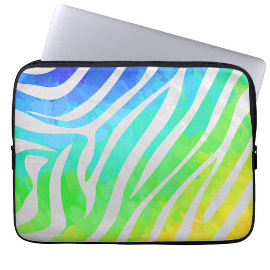 Zebra Rainbow und White Print Laptopschutzhülle (Vorderseite)