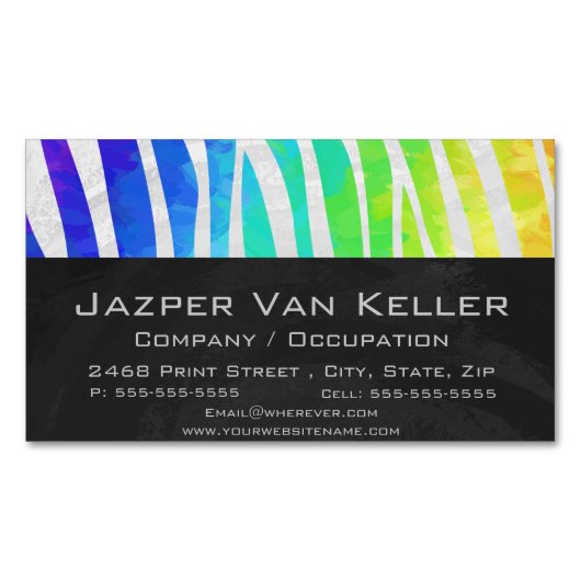 Zebra Rainbow und White Print Magnetische Visitenkarte (Vorderseite)