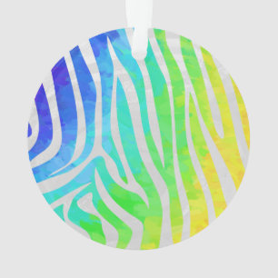 Zebra Rainbow und White Print Ornament