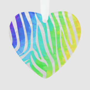 Zebra Rainbow und White Print Ornament