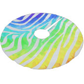 Zebra Rainbow und White Print Polyester Weihnachtsbaumdecke (Schrägansicht)