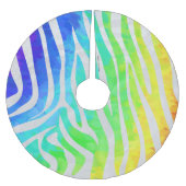 Zebra Rainbow und White Print Polyester Weihnachtsbaumdecke (Vorderseite)