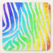Zebra Rainbow und White Print Rechteckiger Pappuntersetzer (Vorderseite)