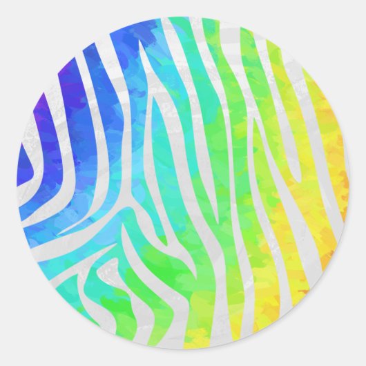 Zebra Rainbow und White Print Runder Aufkleber (Vorderseite)