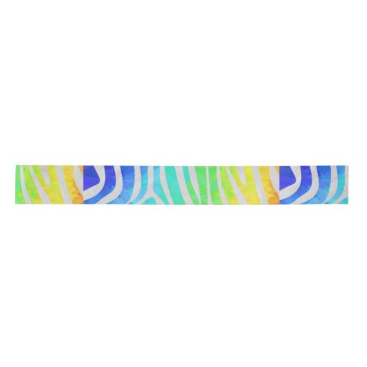 Zebra Rainbow und White Print Satinband (Vorderseite)