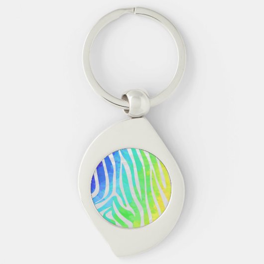 Zebra Rainbow und White Print Schlüsselanhänger (Vorderseite)