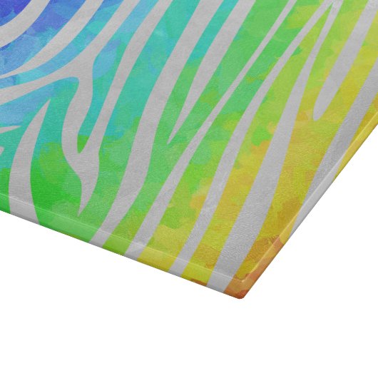 Zebra Rainbow und White Print Schneidebrett (Ecke)