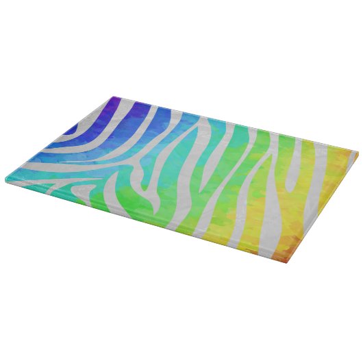 Zebra Rainbow und White Print Schneidebrett (Ecke)