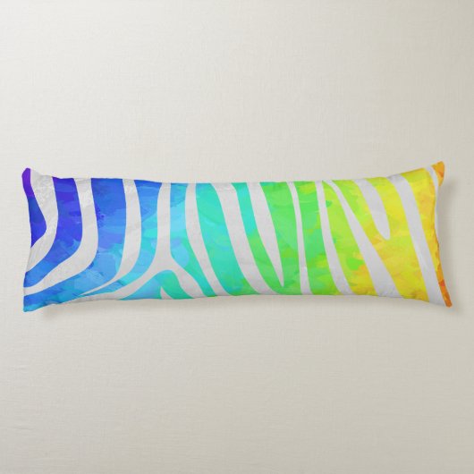 Zebra Rainbow und White Print Seitenschläferkissen (Rückseite)