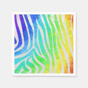 Zebra Rainbow und White Print Serviette
