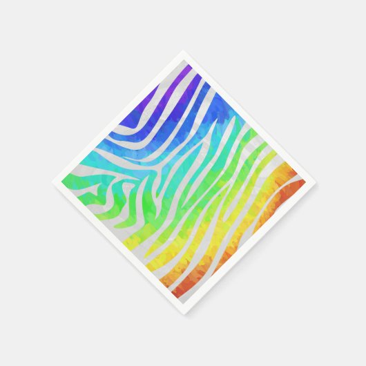 Zebra Rainbow und White Print Serviette (Ecke)
