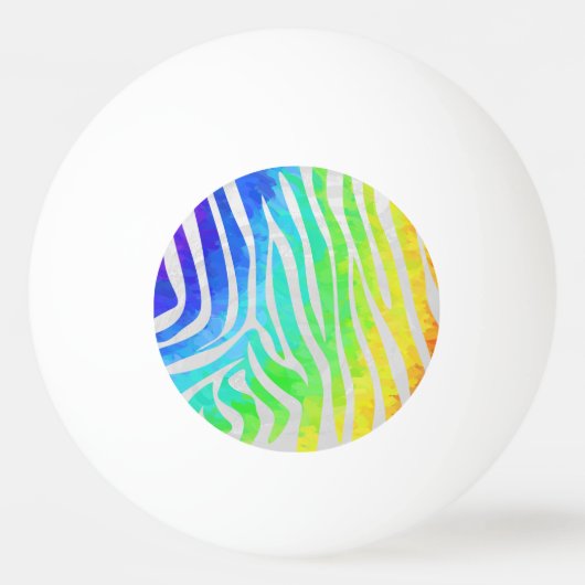 Zebra Rainbow und White Print Tischtennisball (Vorderseite)