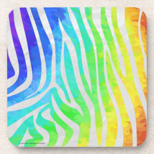 Zebra Rainbow und White Print Untersetzer