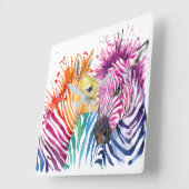 Zebra Rainbow Wall Clock Quadratische Wanduhr (Winkel)