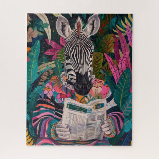 Zebra Reading a Book Maximalist Animal Art Puzzle (Vertikal)