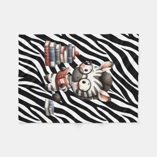Zebra Reading Bücher. Fleecedecke (Vorderseite (Horizontal))