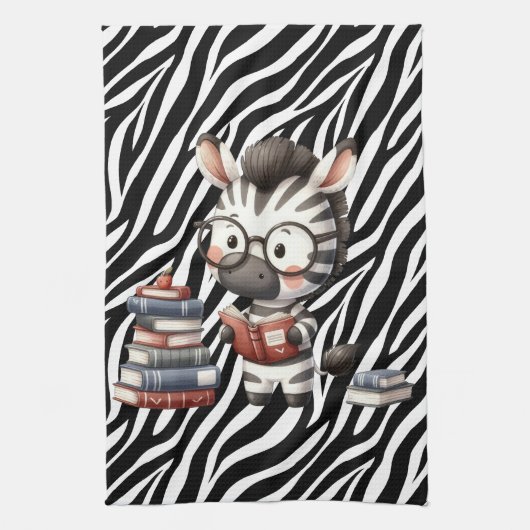 Zebra Reading Bücher. Geschirrtuch (Vertikal)