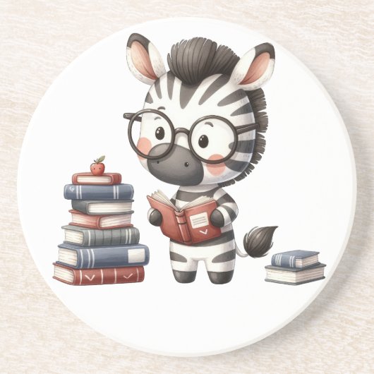 Zebra Reading Bücher. Getränkeuntersetzer (Vorne)