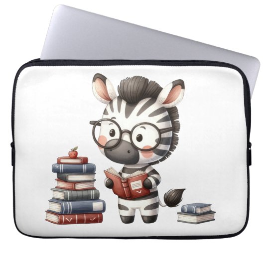 Zebra Reading Bücher. Laptopschutzhülle (Vorderseite)