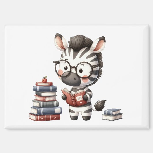Zebra Reading Bücher. Magnet (Vorderseite)