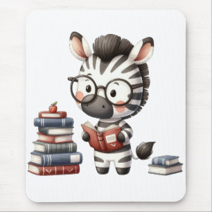 Zebra Reading Bücher. Mousepad