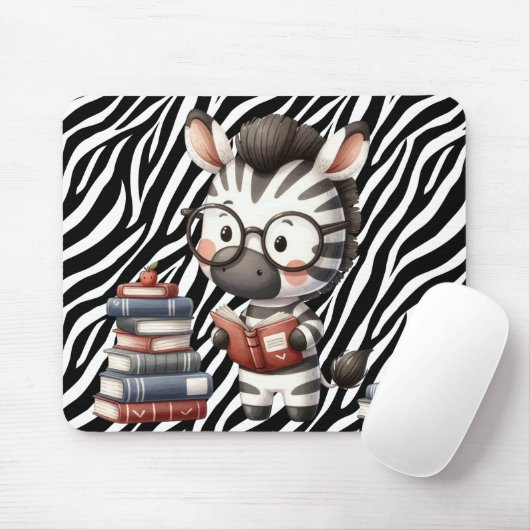 Zebra Reading Bücher. Mousepad (Mit Mouse)