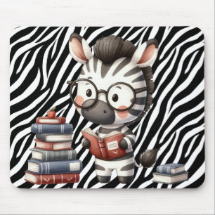 Zebra Reading Bücher. Mousepad