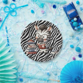 Zebra Reading Bücher. Pappteller (Party)