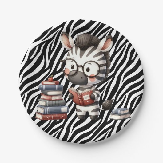 Zebra Reading Bücher. Pappteller (Vorderseite)