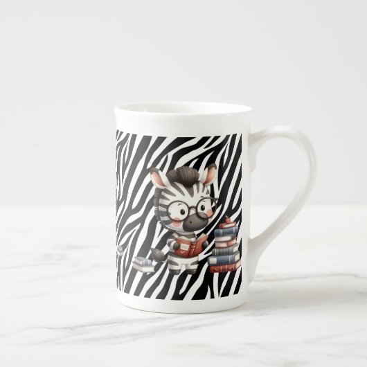 Zebra Reading Bücher. Porzellantasse (Rechts)