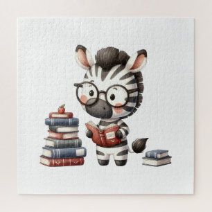 Zebra Reading Bücher. Puzzle