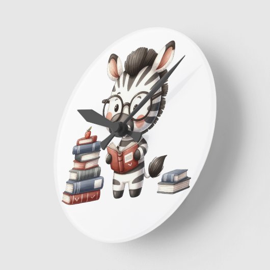 Zebra Reading Bücher. Runde Wanduhr (Winkel)