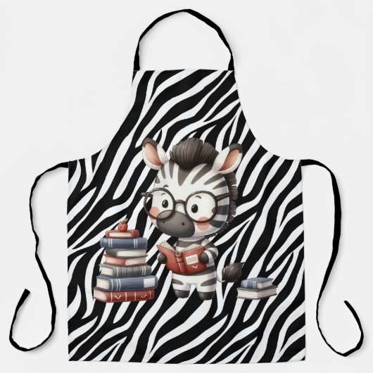 Zebra Reading Bücher. Schürze (Vorderseite)