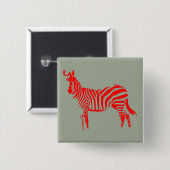 Zebra Red Silhouette Button Abzeichen Button (Vorne & Hinten)