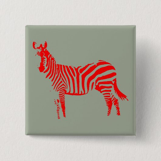 Zebra Red Silhouette Button Abzeichen Button (Vorderseite)