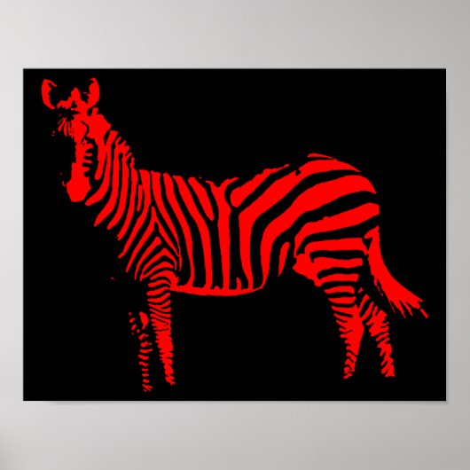 Zebra Red Silhouette Poster Sign (Vorne)