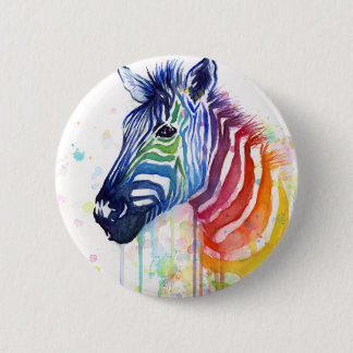 Zebra-Regenbogen-Aquarell-Knopf Button