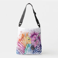Zebra-Regenbogen-Kreuz-Körper-Tasche