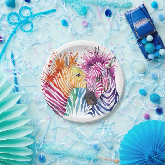 Zebra-Regenbogen-Party-Waren Pappteller (Party)