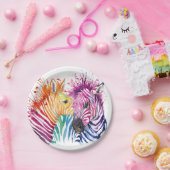 Zebra-Regenbogen-Party-Waren Pappteller (Party)