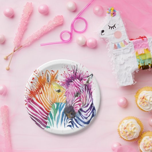 Zebra-Regenbogen-Party-Waren Pappteller (Party)