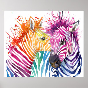 Zebra-Regenbogen-Plakat Poster