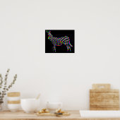 Zebra-Regenbogen-Silhouette Poster Schild (Küche)