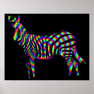 Zebra-Regenbogen-Silhouette Poster Schild