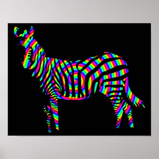 Zebra-Regenbogen-Silhouette Poster Schild (Vorne)