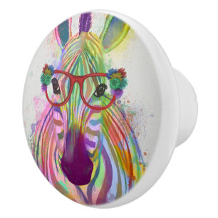 Zebra-Regenbogen-Spritzen Keramikknauf